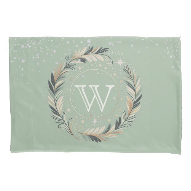 Enchanted Winter Wreath Pillowcase (Front-Left)