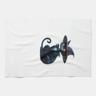 Enchanted Witch Halloween Cat Scene Classic T-Shir Tea Towel