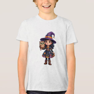 Enchanted Witch with Owl Halloween Fantasy Art Tri-Blend Shirt