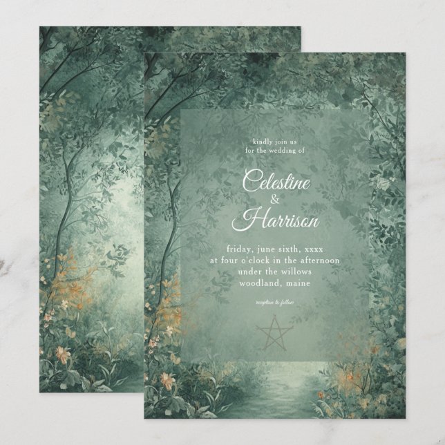 Enchanted Witch's Forest Wedding Invitation (Front/Back)