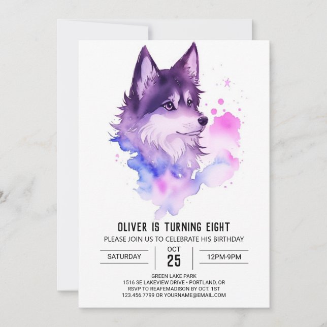 Enchanted Wolf's Howling Birthday Invitation (Front)