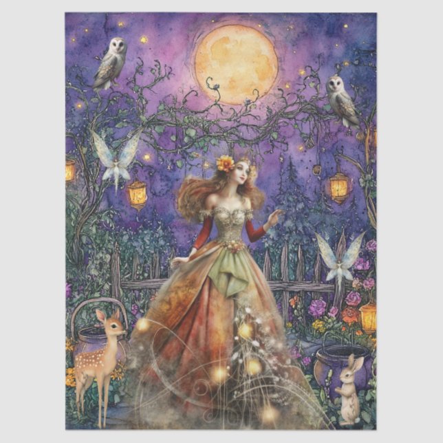 Enchanted Woodland Animals & Fairy Decoupage Paper (Front)