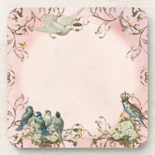 Enchanted Woodland Birds Dove Swirl Personalised Coaster