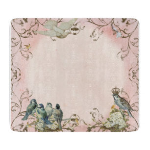 Enchanted Woodland Birds Dove Swirl Personalised Cutting Board