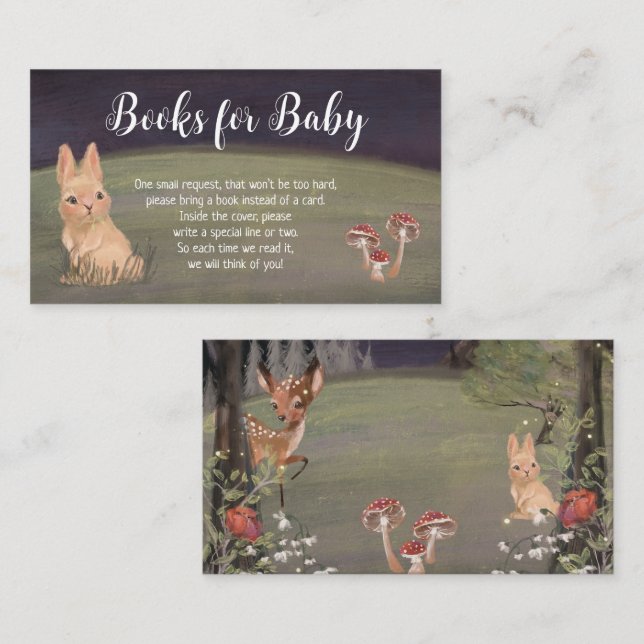 Enchanted Woodland Books for Baby Shower Card (Front/Back)