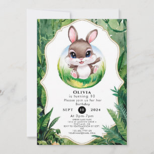 Enchanted Woodland Bunny Birthday Invitation