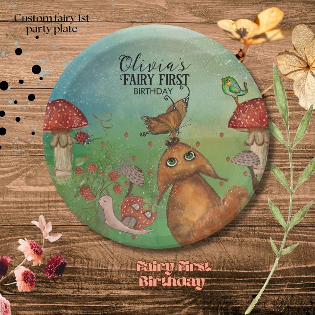  Enchanted Woodland Creatures Fairy First Birthday Paper Plate (Enchanted Woodland Creatures Fairy First Birthday Paper Plates)