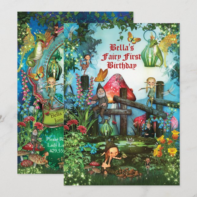 Enchanted Woodland Fairy Forest Party Invitation (Front/Back)