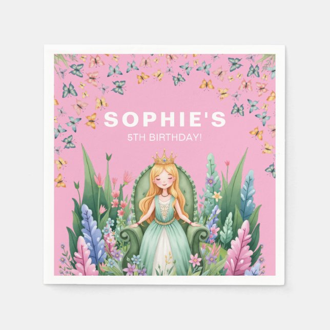 Enchanted Woodland Fairy Princess Birthday Napkin (Front)