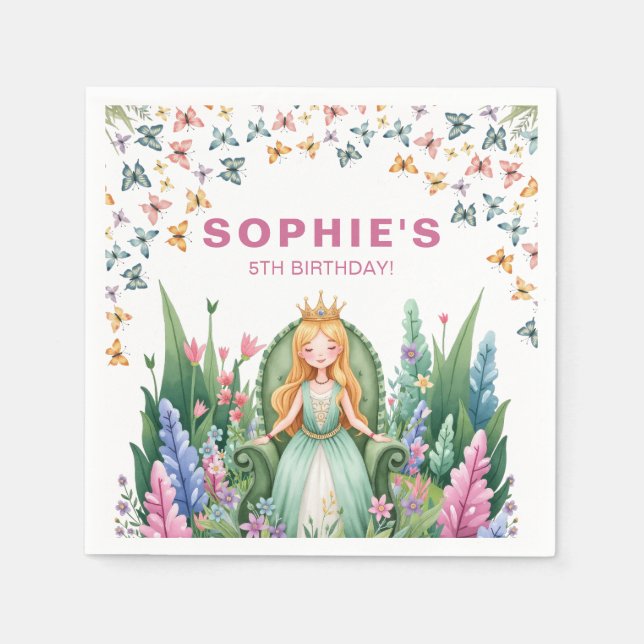 Enchanted Woodland Fairy Princess Birthday Napkin (Front)