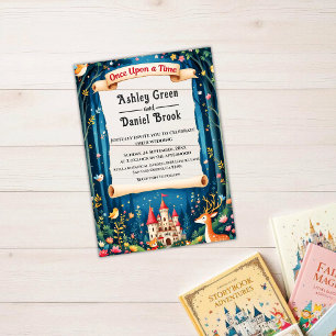 Enchanted Woodland Forest Castle Fairytale Wedding Acrylic Invitations