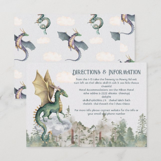 Enchanted Woodland Forest Dragon Details info card (Front/Back)