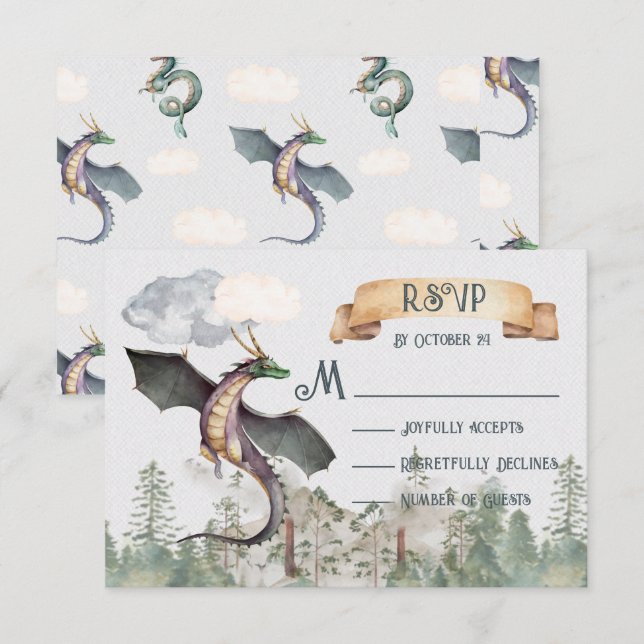 Enchanted Woodland Forest Dragon RSVP Cards (Front/Back)