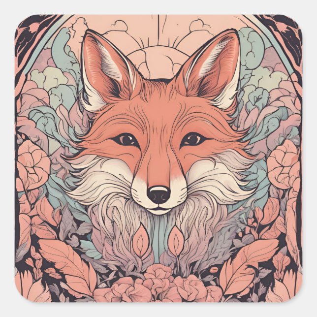 Enchanted Woodland Fox D13 Square Sticker (Front)