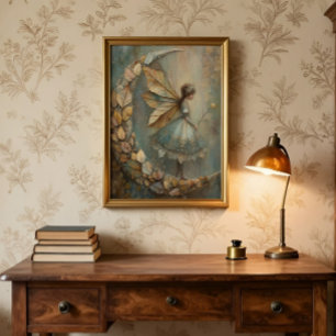 Enchanted Woodland Leaf Fairy Fantasy Art Poster