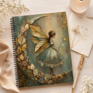 Enchanted Woodland Leaf Fairy Fantasy Personalised Notebook