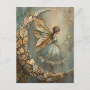 Enchanted Woodland Leaf Fairy Watercolor Fantasy Postcard