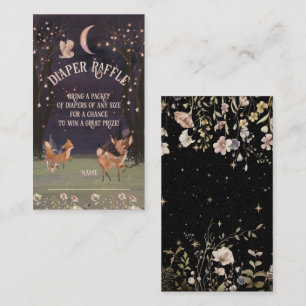 Enchanted Woodland Moonlight Baby Diaper Raffle Business Card