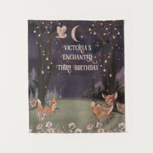 Enchanted Woodland Moonlight Baby Shower Tapestry