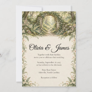 Enchanted Woodland Mossy Arch Wedding Invitation