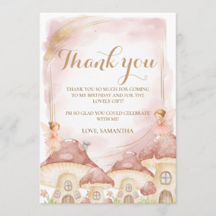 Enchanted Woodland Mushroom First Birthday Thank You Card