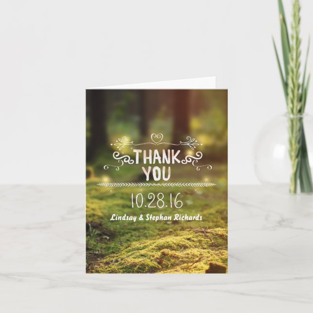 Enchanted Woodland Rustic Wedding Thank You Cards (Front)
