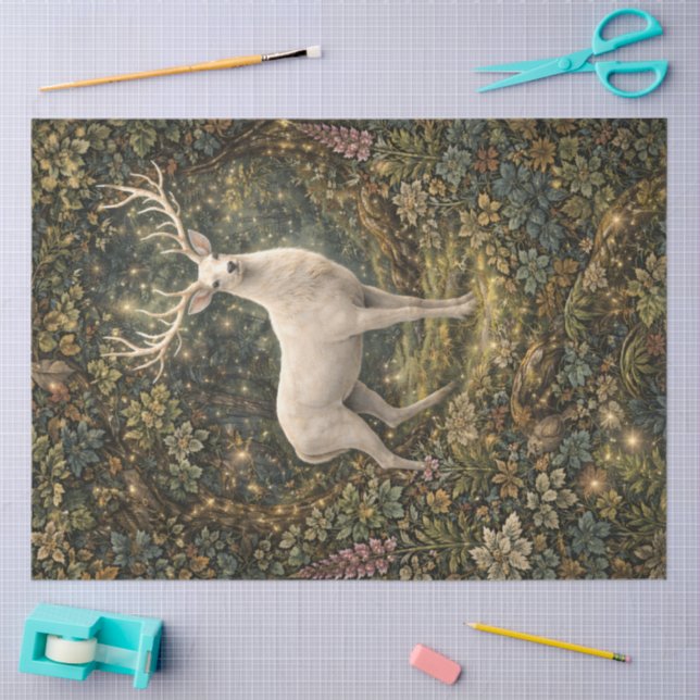 Enchanted Woodland White Stag Tissue Paper (Craft)