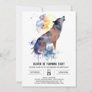 Enchanted Woodland Wolf Birthday Invitation