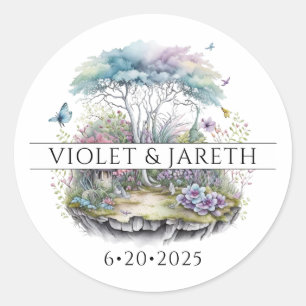 Enchanted Woodlands Fairytale Wedding  Classic Rou Classic Round Sticker