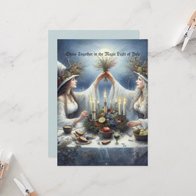 Enchanted Yule Celebration Flat Holiday Card (Front/Back In Situ)