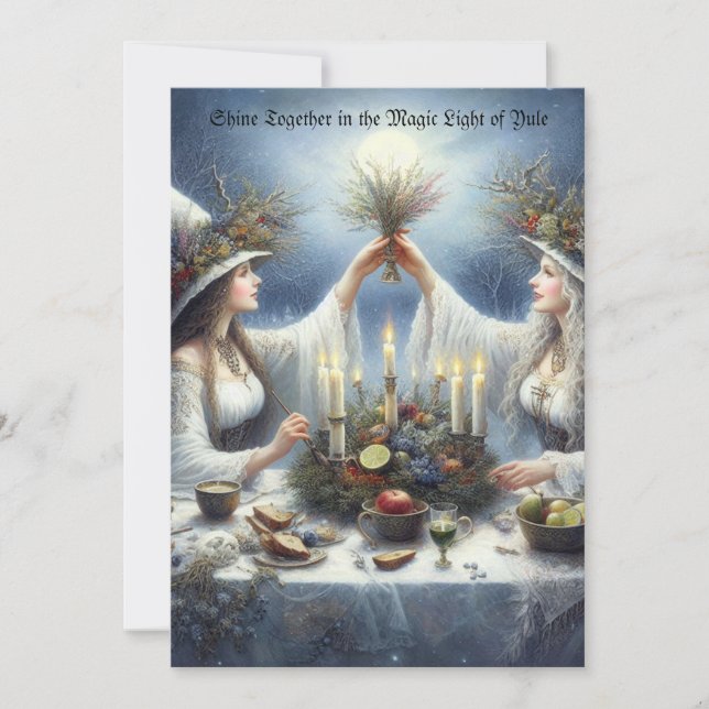 Enchanted Yule Celebration Flat Holiday Card (Front)