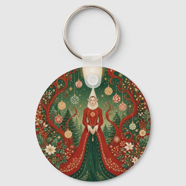 Enchanted Yuletide Forest Elf Queen Key Ring (Back)