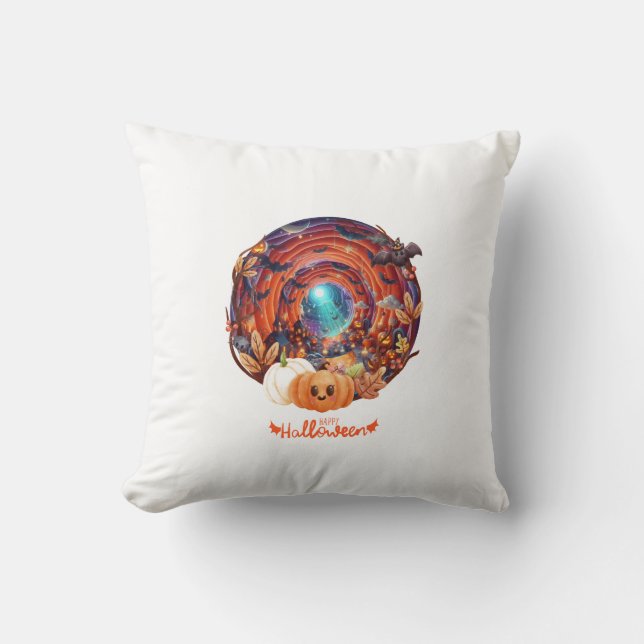 Enchanting 3D Halloween Spiral  Cushion (Front)