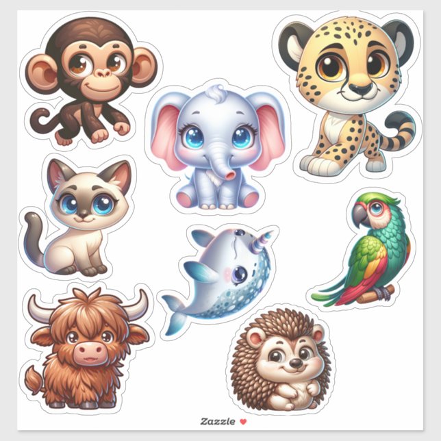 Enchanting 3D Wildlife Sticker Collection (Sheet)