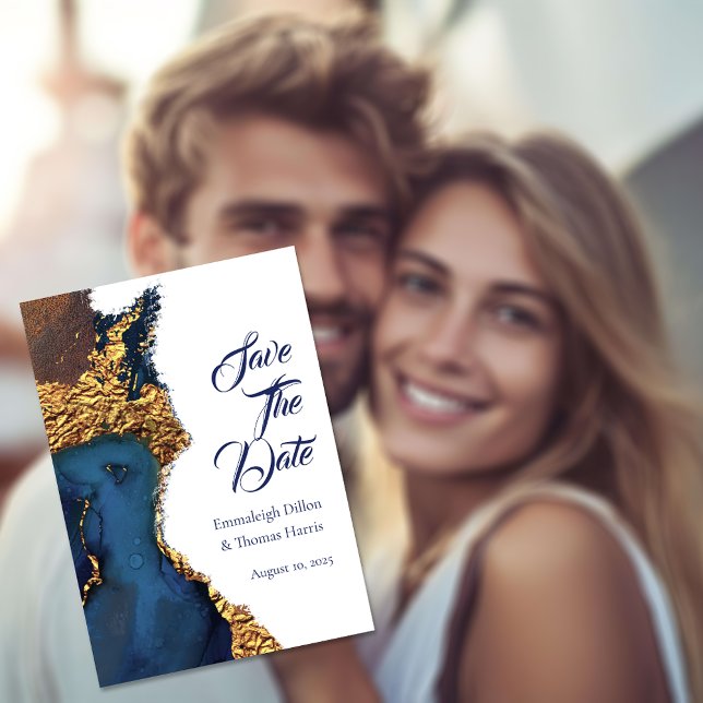Enchanting Abstract Blue Gold Save The Date (Creator Uploaded)