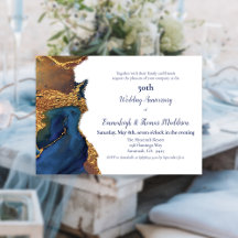 Enchanting Abstract Blue Gold Wedding Anniversary
