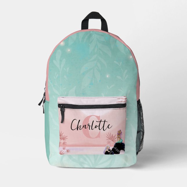 Enchanting Adorable Mermaid Printed Backpack (Front)