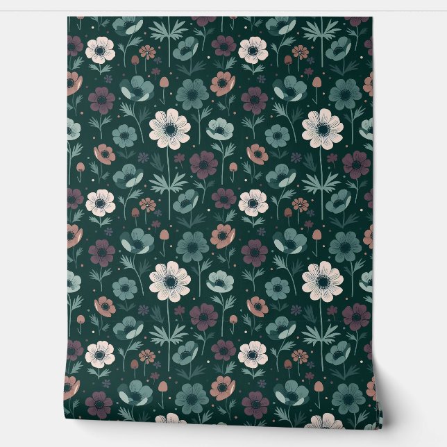 Enchanting Anemone Pattern Wallpaper (Unrolling)