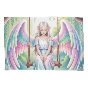 Enchanting Angel Girl on a Swing Pillowcase
