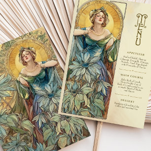 Enchanting Art Nouveau Wedding Sunlit Menu Card
