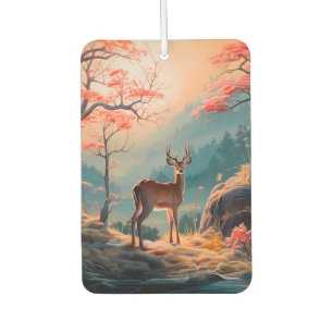 Enchanting Autumn Deer Forest Scene Design Car Air Freshener
