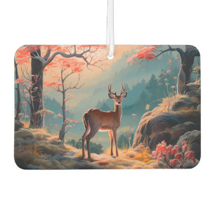 Enchanting Autumn Deer Forest Scene Design Car Air Freshener