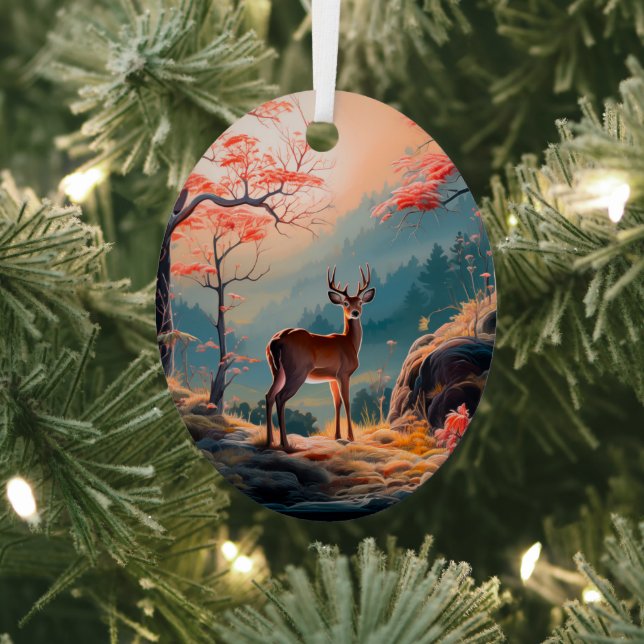 Enchanting Autumn Deer Forest Scene Design Metal Tree Decoration (Insitu)