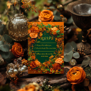 Enchanting Autumn Floral RSVP Wedding Card