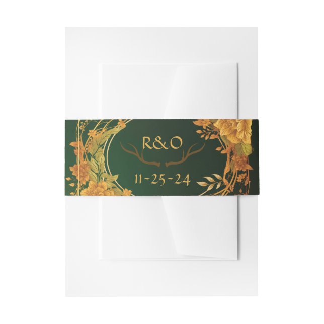 Enchanting Autumn Themed Druid Hill RSVP Wedding Invitation Belly Band (Front Example)