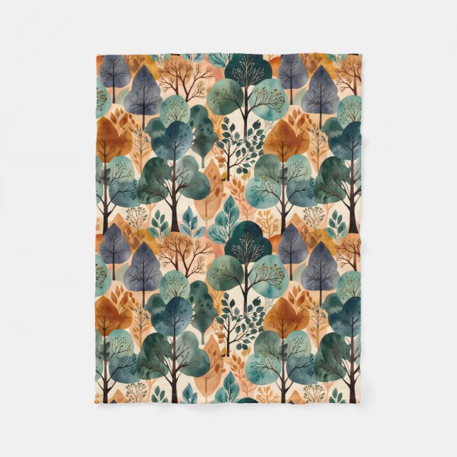 Enchanting Autumn Trees Fleece Blanket (Front)