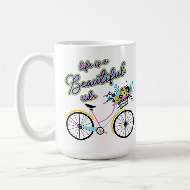 Enchanting Bicycle: Life is a Beautiful Ride Coffee Mug (Left)