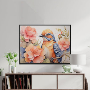 Enchanting Bird Floral Bird Lover Gift Poster