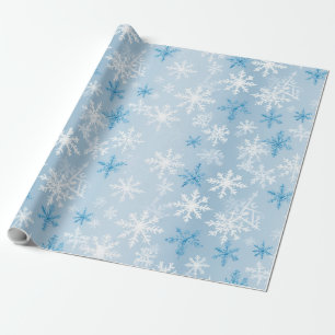 Enchanting Blue and White Winter Snowflake Pattern Wrapping Paper