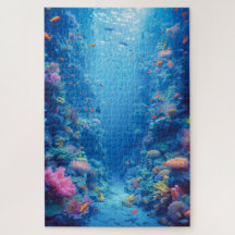 Enchanting Blue Depths and Coral Hues